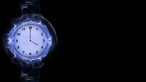 Clock in Fibers, Time Concept, Computer Graphics Stock Illustration