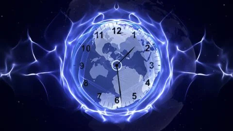 Clock in Fibers, Time Concept, Computer Graphics Stock Illustration