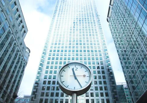 Clock in Financial District Stock Photos