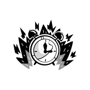 Clock in a fire, deadline, punctuality, time control concept, time is running Stock Illustration
