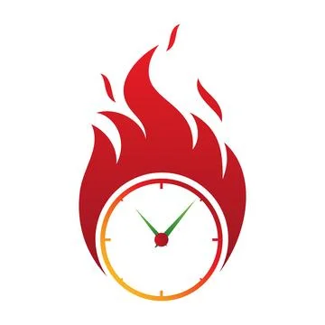 Clock fire deadline vector icon in abstract style Illustrazione stock