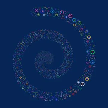Clock Fireworks Spiral Stock Illustration