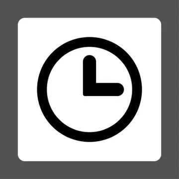 Clock flat black and white colors rounded button 스톡 일러스트