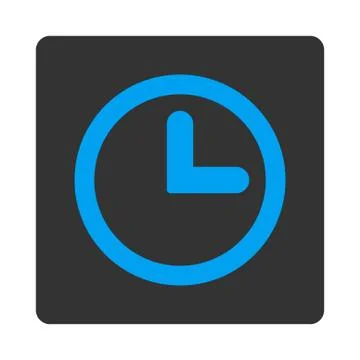 Clock flat blue and gray colors rounded button Stock Illustration