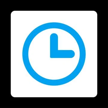 Clock flat blue and white colors rounded button Stock Illustration