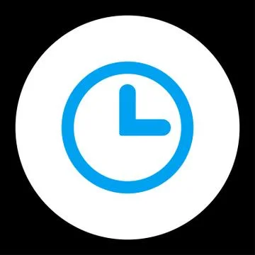 Clock flat blue and white colors round button Stock Illustration