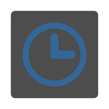 Clock flat cobalt and gray colors rounded button Stock Illustration