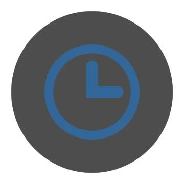 Clock flat cobalt and gray colors round button Stock Illustration