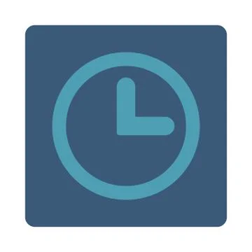 Clock flat cyan and blue colors rounded button Stock Illustration