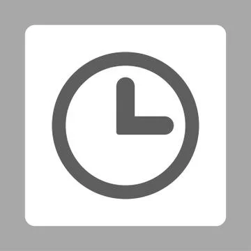 Clock flat dark gray and white colors rounded button Stock Illustration