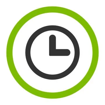 Clock flat eco green and gray colors rounded vector icon 스톡 일러스트