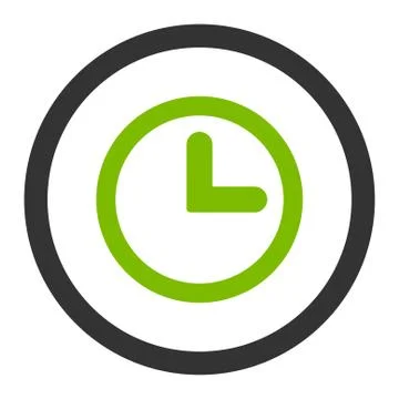 Clock flat eco green and gray colors rounded vector icon Illustrazione stock