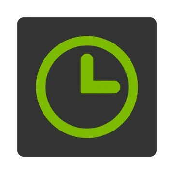 Clock flat eco green and gray colors rounded button Stock Illustration