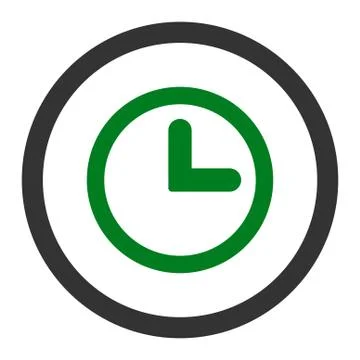 Clock flat green and gray colors rounded vector icon Illustrazione stock