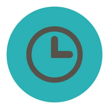 Clock flat grey and cyan colors round button Stock Illustration