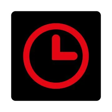 Clock flat intensive red and black colors rounded button Stock Illustration