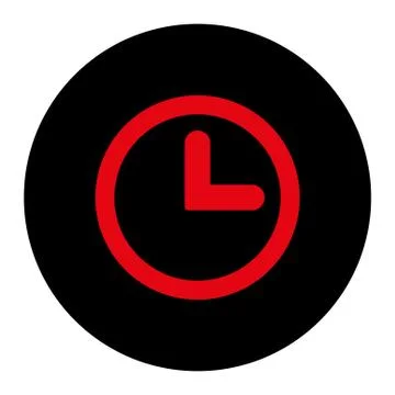 Clock flat intensive red and black colors round button Stock Illustration