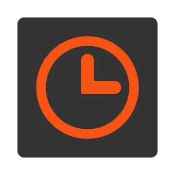 Clock flat orange and gray colors rounded button 스톡 일러스트