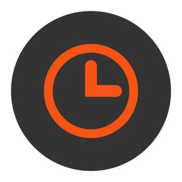 Clock flat orange and gray colors round button Illustrazione stock