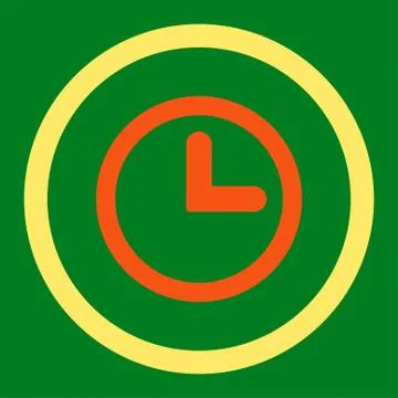 Clock flat orange and yellow colors rounded vector icon Stock Illustration