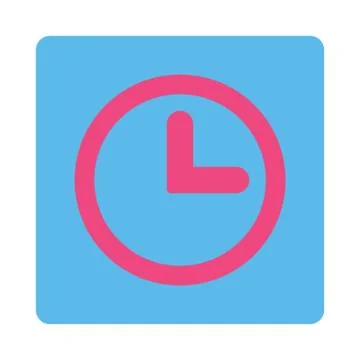 Clock flat pink and blue colors rounded button Stock Illustration