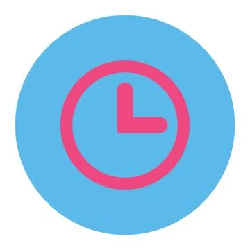 Clock flat pink and blue colors round button Stock Illustration