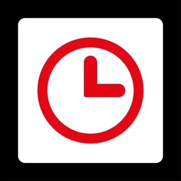 Clock flat red and white colors rounded button 스톡 일러스트