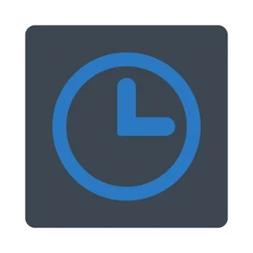 Clock flat smooth blue colors rounded button Illustrazione stock