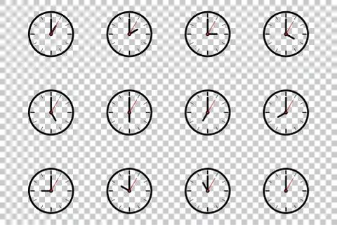 Clock flat style icon template isolated on transparent background Stock Illustration