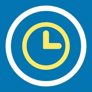 Clock flat yellow and white colors rounded vector icon Stock Illustration