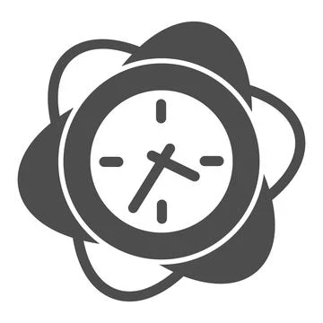 Clock with flower petals solid icon, interior design concept, flower shaped wall Stock Illustration