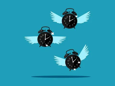 Clock with flying wings. Value of time. business and investment concept Stock Illustration