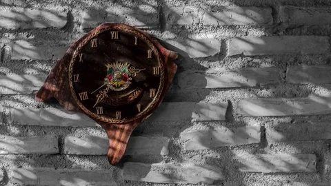 The clock with format and Coat of Arms of the State of Rio Grande do Sul Stock Footage 79684978