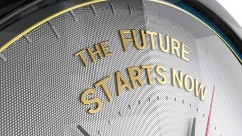 Clock.The Future Starts Now text. Stock Footage 318310709