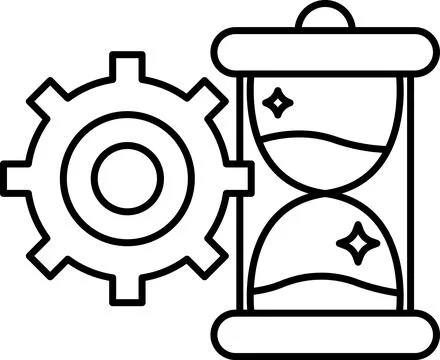 Clock with a gear and a sand timer Stock Illustration