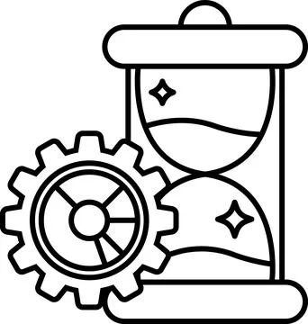 Clock with a gear and a sand timer Stock Illustration