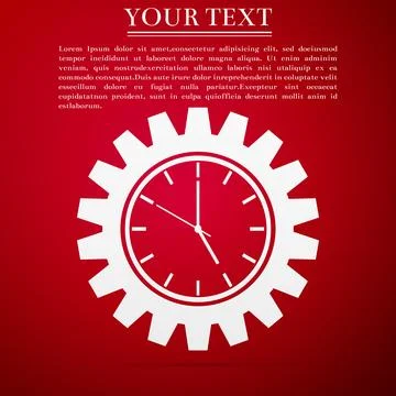 Clock gear icon isolated on red background. Flat design. Vector Illustration Stock-Illustration