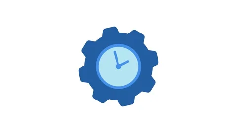 Clock gear icon spinning animation isolated on white background Vidéo 336945359