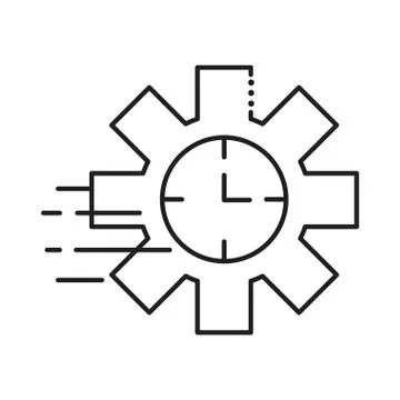 Clock in gear shape line style icon Stock Illustration