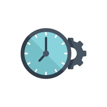 Clock gear time icon flat vector. Work control Stock Illustration
