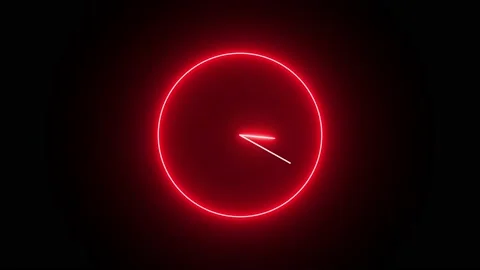 Clock with glowing neon light. looped animated clock. Vídeo Stock 158892853