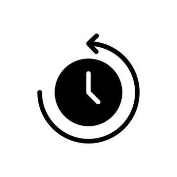 Clock glyph flat icon 库存插图
