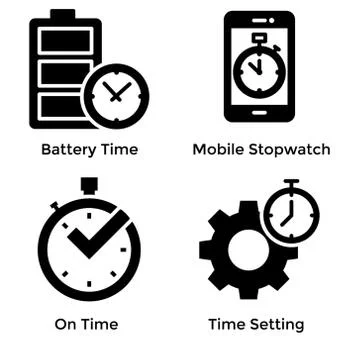 Clock Glyph Icons Stock Illustration