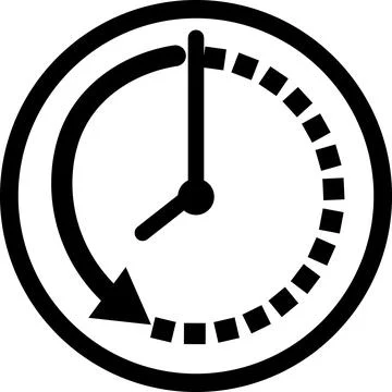 Clock going backwards on white background. clock arrow sign. clock symbol. Stock Illustration