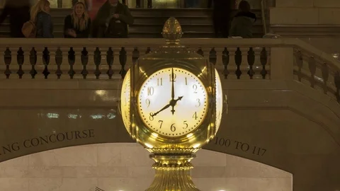 Clock Grand Central Manhattan New York Timelapse Stock Footage