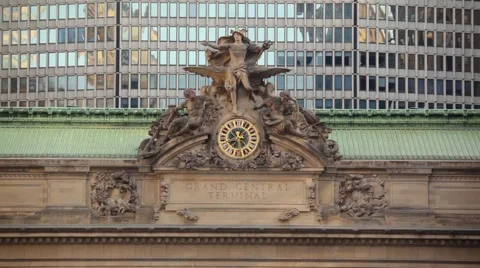 Clock Of Grand Central Terminal HD Video stock 60700622