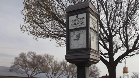 Clock in the Grapevine Vintage Railroad Video stock 72930515