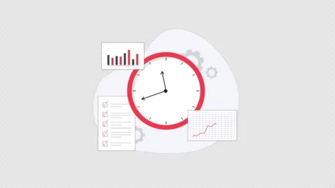 Clock with Graph. Time Management and Project Management Animation - Transparent 스톡 동영상 333919520