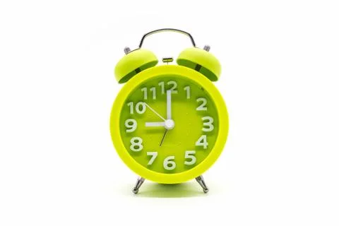 Clock green on white background. Stock Photos