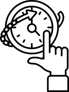 A clock with a hand pointing to the number 3 Stock Illustration